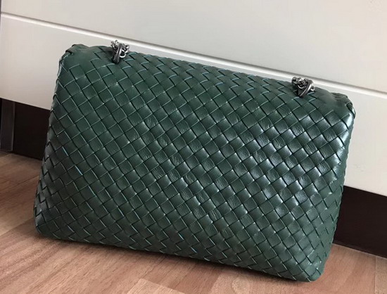 Bottega Veneta Small Olimpia Bag in Green Nappa Lambskin