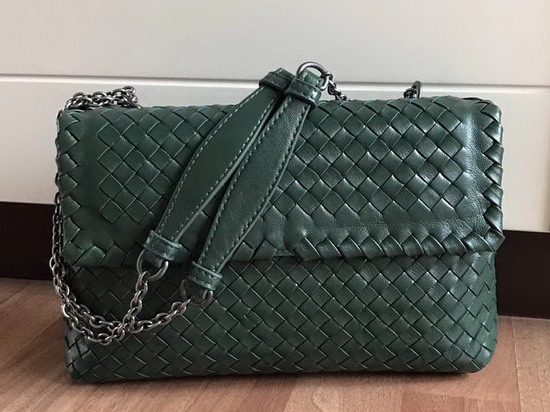 Bottega Veneta Small Olimpia Bag in Green Nappa Lambskin