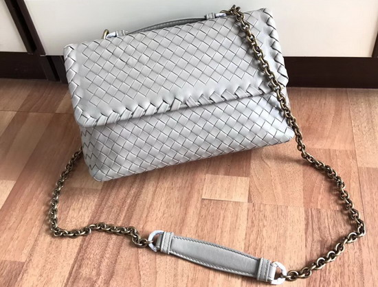 Bottega Veneta Small Olimpia Bag in New Light Grey Nappa Lambskin