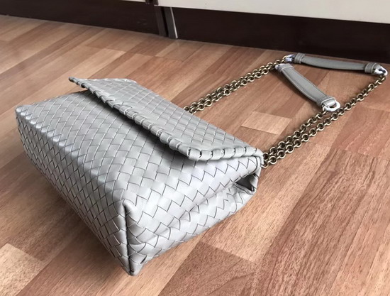 Bottega Veneta Small Olimpia Bag in New Light Grey Nappa Lambskin