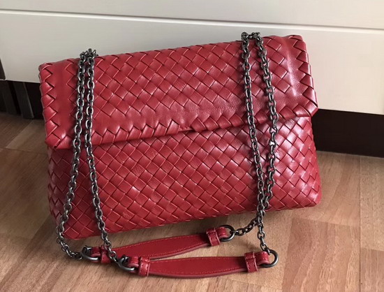 Bottega Veneta Small Olimpia Bag in Red Nappa Lambskin