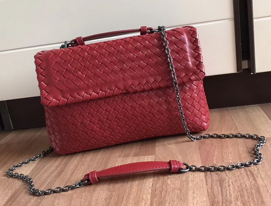 Bottega Veneta Small Olimpia Bag in Red Nappa Lambskin