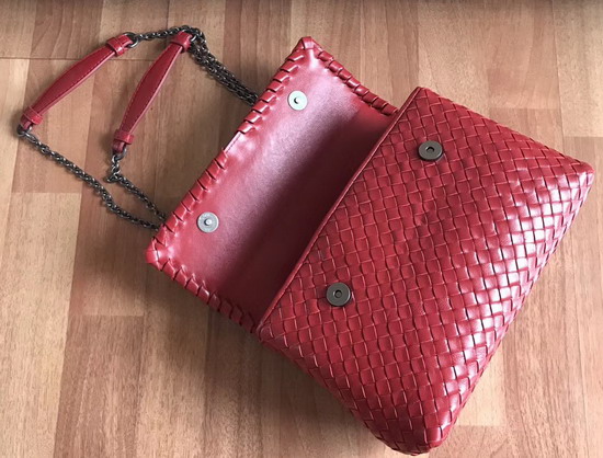 Bottega Veneta Small Olimpia Bag in Red Nappa Lambskin