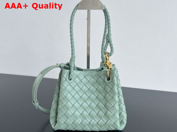 Bottega Veneta Small Parachute Shoulder Bag in Aloe Supple Intrecciato Leather Replica