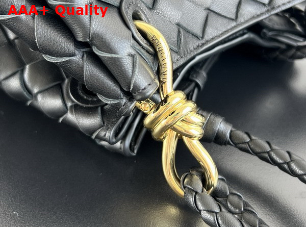 Bottega Veneta Small Parachute Shoulder Bag in Black Supple Intrecciato Leather Replica