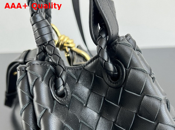 Bottega Veneta Small Parachute Shoulder Bag in Black Supple Intrecciato Leather Replica