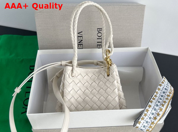 Bottega Veneta Small Parachute Shoulder Bag in Sea Salt Supple Intrecciato Leather Replica