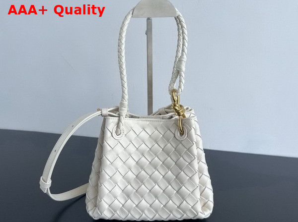 Bottega Veneta Small Parachute Shoulder Bag in Sea Salt Supple Intrecciato Leather Replica