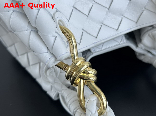 Bottega Veneta Small Parachute Shoulder Bag in White Supple Intrecciato Leather Replica