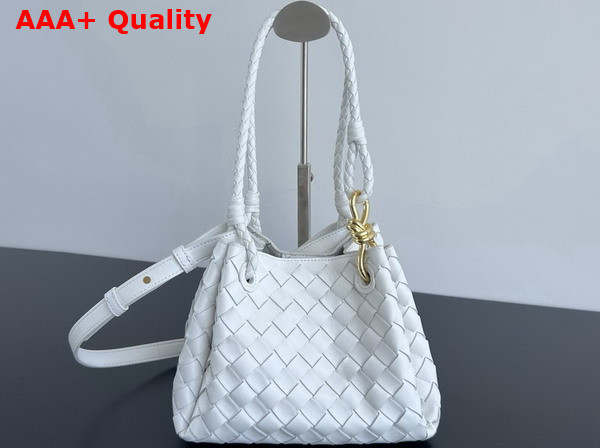 Bottega Veneta Small Parachute Shoulder Bag in White Supple Intrecciato Leather Replica