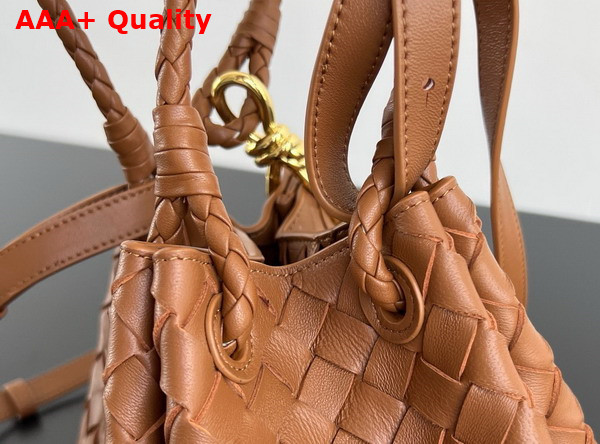 Bottega Veneta Small Parachute Shoulder Bag in Wood Supple Intrecciato Leather Replica