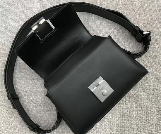 Bottega Veneta Small Piazza Bag in Black Matte Calf