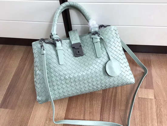 Bottega Veneta Small Roma Bag Mint Green Intrecciato Calf Leather