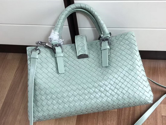 Bottega Veneta Small Roma Bag Mint Green Intrecciato Calf Leather