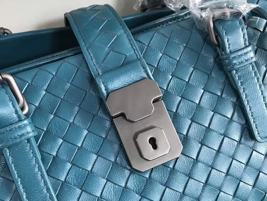 Bottega Veneta Small Roma Bag Ocean Green Intrecciato Calf Leather