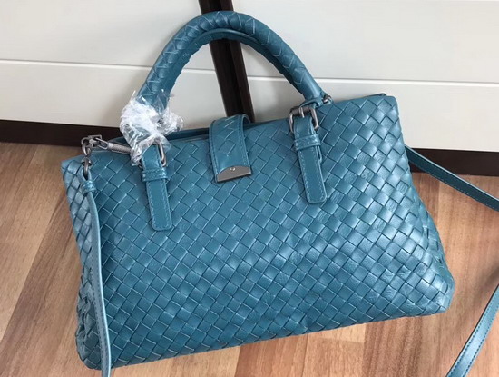 Bottega Veneta Small Roma Bag Ocean Green Intrecciato Calf Leather