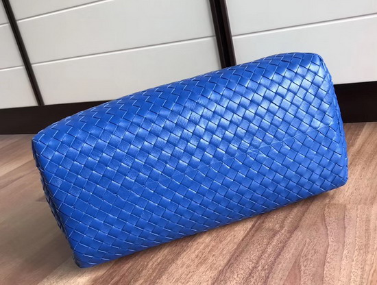 Bottega Veneta Small Roma Bag in Bright Blue Intrecciato Calf Leather