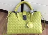 Bottega Veneta Small Roma Bag in Curry Yellow Intrecciato Calf Leather