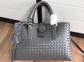 Bottega Veneta Small Roma Bag in Dark Grey Intrecciato Calf Leather