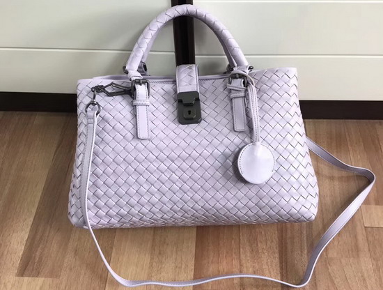 Bottega Veneta Small Roma Bag in Light Purple Intrecciato Calf Leather