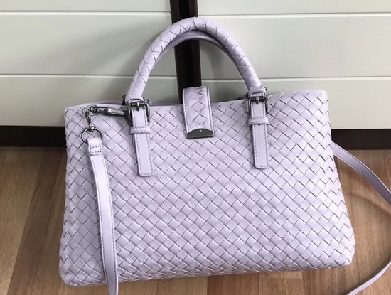 Bottega Veneta Small Roma Bag in Light Purple Intrecciato Calf Leather