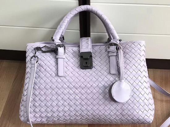 Bottega Veneta Small Roma Bag in Light Purple Intrecciato Calf Leather