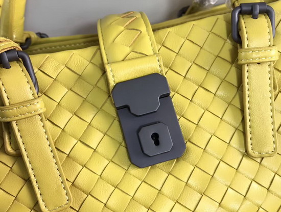 Bottega Veneta Small Roma Bag in Yellow Intrecciato Calf Leather