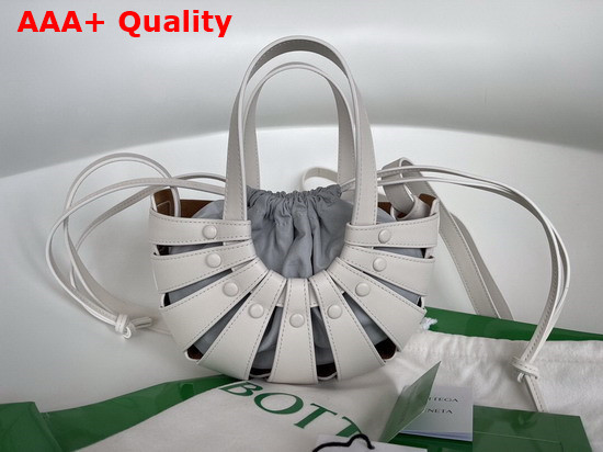 Bottega Veneta Small Shell Cut Out Shoulder Bag in French Calf White Frost Replica