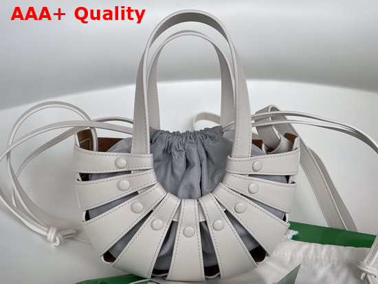 Bottega Veneta Small Shell Cut Out Shoulder Bag in French Calf White Frost Replica