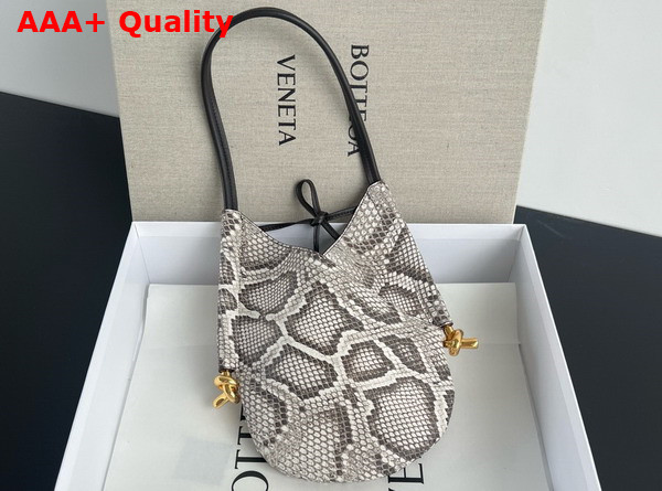 Bottega Veneta Small Solstice Python Leather Shoulder Bag with Signature Knot Details Roccia Fondant Replica