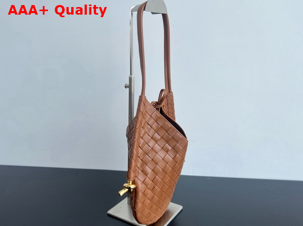 Bottega Veneta Small Solstice Shoulder Bag in Wood Intrecciato Leather Replica