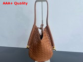 Bottega Veneta Small Solstice Shoulder Bag in Wood Intrecciato Leather Replica