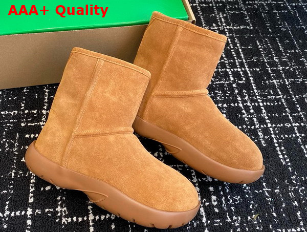 Bottega Veneta Snap Ankle Boot in Caramel Shearling Calfskin Replica