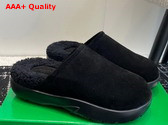 Bottega Snap Slipper in Black Shearling Open Back Slipper Replica