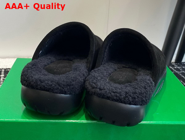 Bottega Snap Slipper in Black Shearling Open Back Slipper Replica