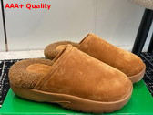 Bottega Snap Slipper in Caramel Shearling Open Back Slipper Replica