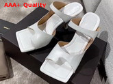 Bottega Veneta Square Toed Sandal with Curved Heel Optic White Lambskin Replica