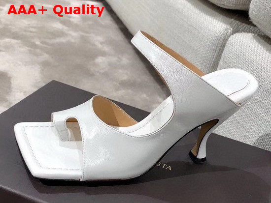 Bottega Veneta Square Toed Sandal with Curved Heel Optic White Lambskin Replica