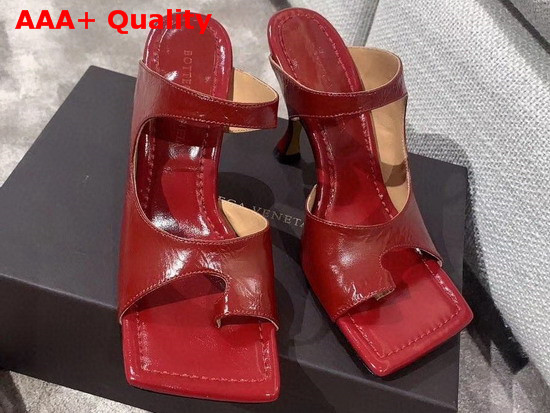 Bottega Veneta Square Toed Sandal with Curved Heel Red Lambskin Replica