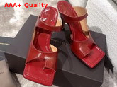 Bottega Veneta Square Toed Sandal with Curved Heel Red Lambskin Replica