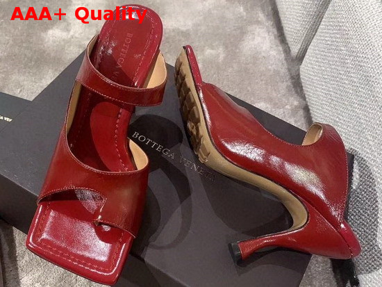 Bottega Veneta Square Toed Sandal with Curved Heel Red Lambskin Replica