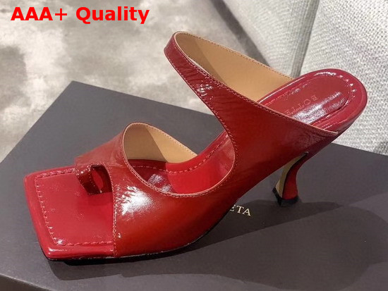 Bottega Veneta Square Toed Sandal with Curved Heel Red Lambskin Replica