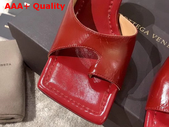 Bottega Veneta Square Toed Sandal with Curved Heel Red Lambskin Replica