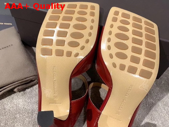 Bottega Veneta Square Toed Sandal with Curved Heel Red Lambskin Replica