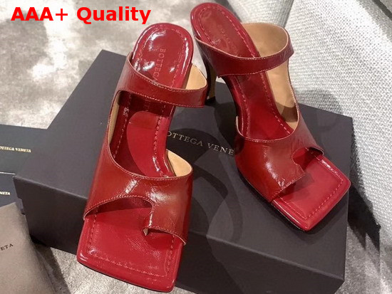 Bottega Veneta Square Toed Sandal with Curved Heel Red Lambskin Replica