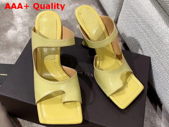 Bottega Veneta Square Toed Sandal with Curved Heel Tapioca Lambskin Replica