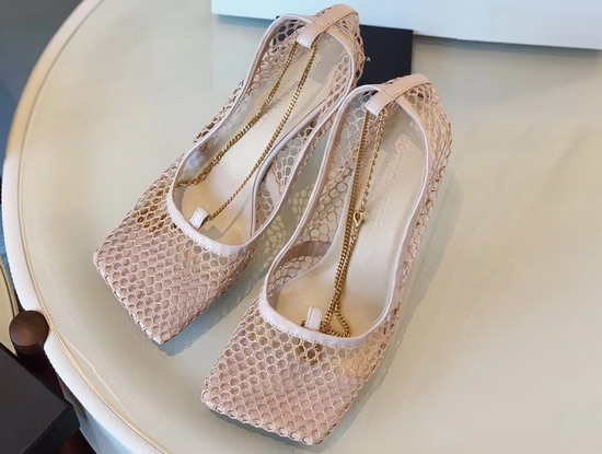 Bottega Veneta Stretch Pumps in Mesh and Berry Calfskin Beige