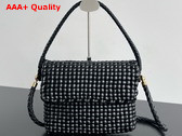 Bottega Veneta Swing Black Intreccio Leather Top Handle Bag with Double Coaxial Strap Replica