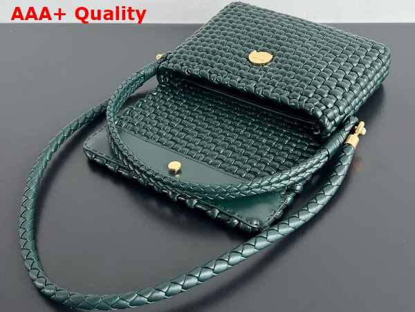 Bottega Veneta Swing Inkwell Intreccio Leather Top Handle Bag with Double Coaxial Strap Replica