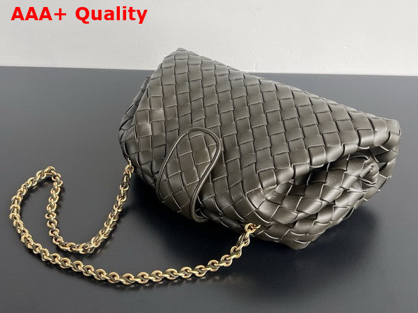 Bottega Veneta Teen Lauren 1980 with Chain Kaki Padded Intrecciato Leather Replica